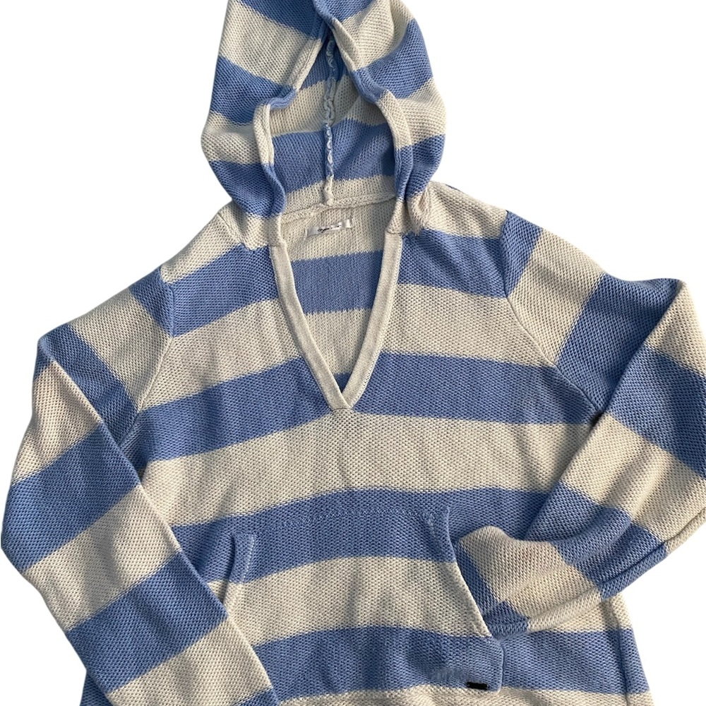 O'Neill Sky Blue and White Knit Crop Hoodie